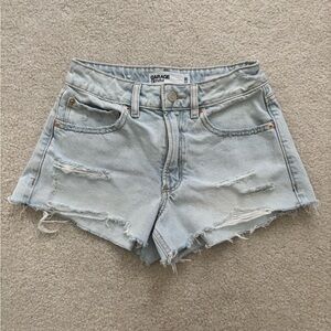 Garage Festival Blue Jean Shorts Distressed